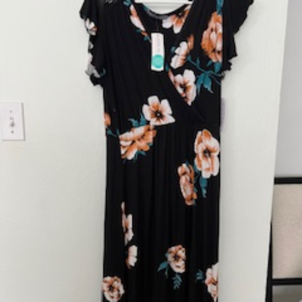 Flower Print Petite Large Maxi dress